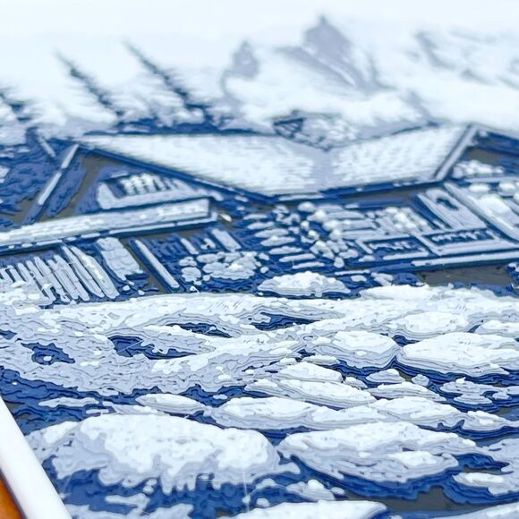 Lakeside Mountain Cabin Wall Art, 3D Printed Wall Art, House by the Lake - Picture 5 of 9